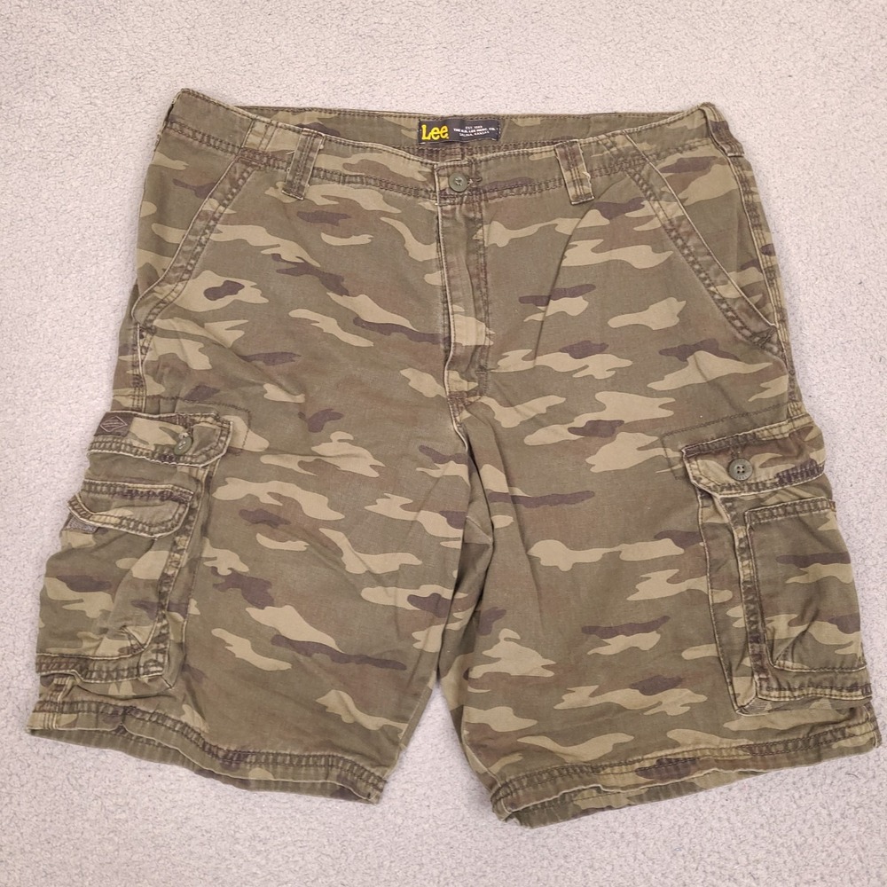 Lee Cargo Shorts Men's 38 Green Camo Causal Grunge Military Cotton‎